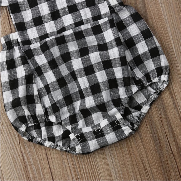Baby girl summer plaid romper jumper jumpsuit - Picture 4 of 4